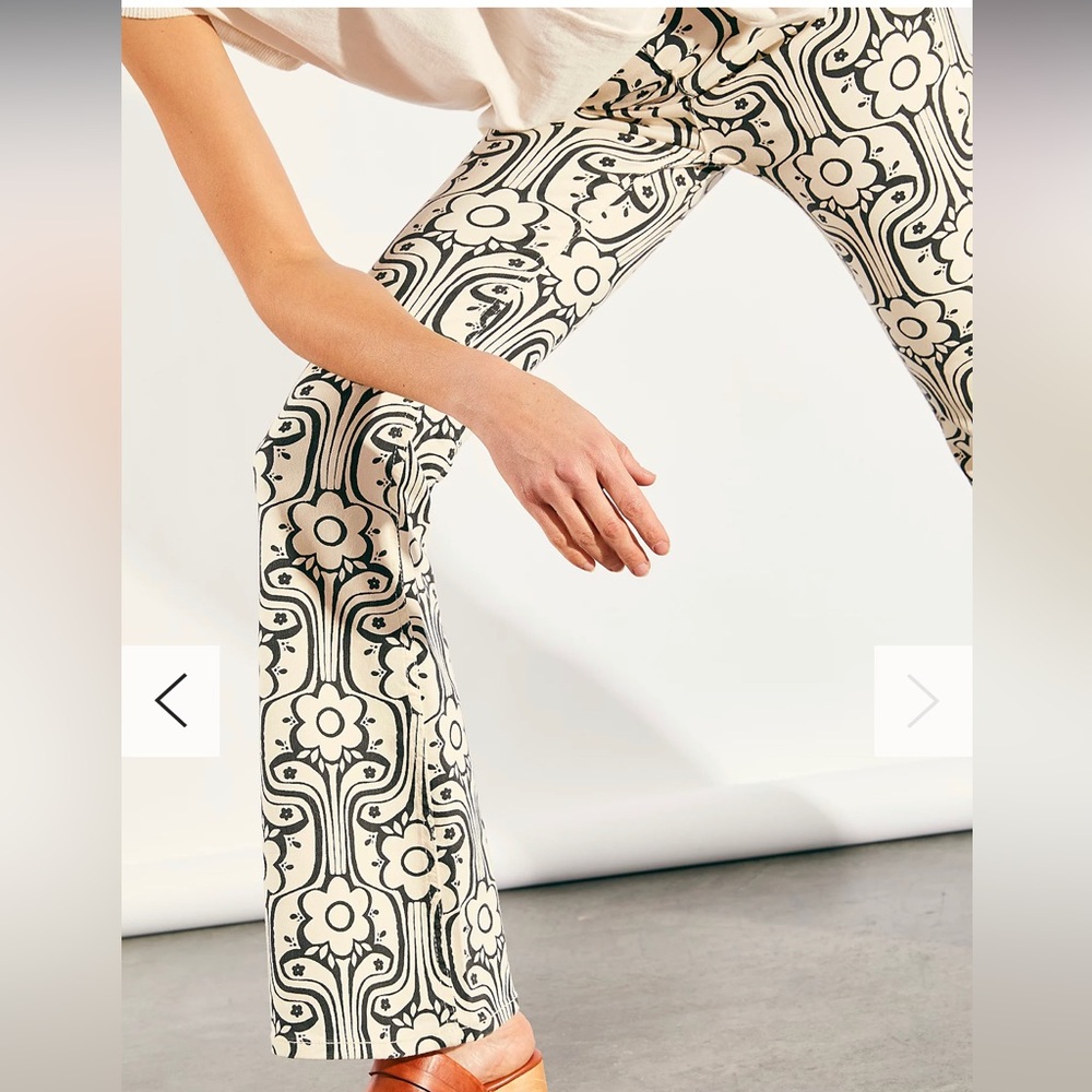 Free People Penny Pull On Flare Pants Navy Olive Combo